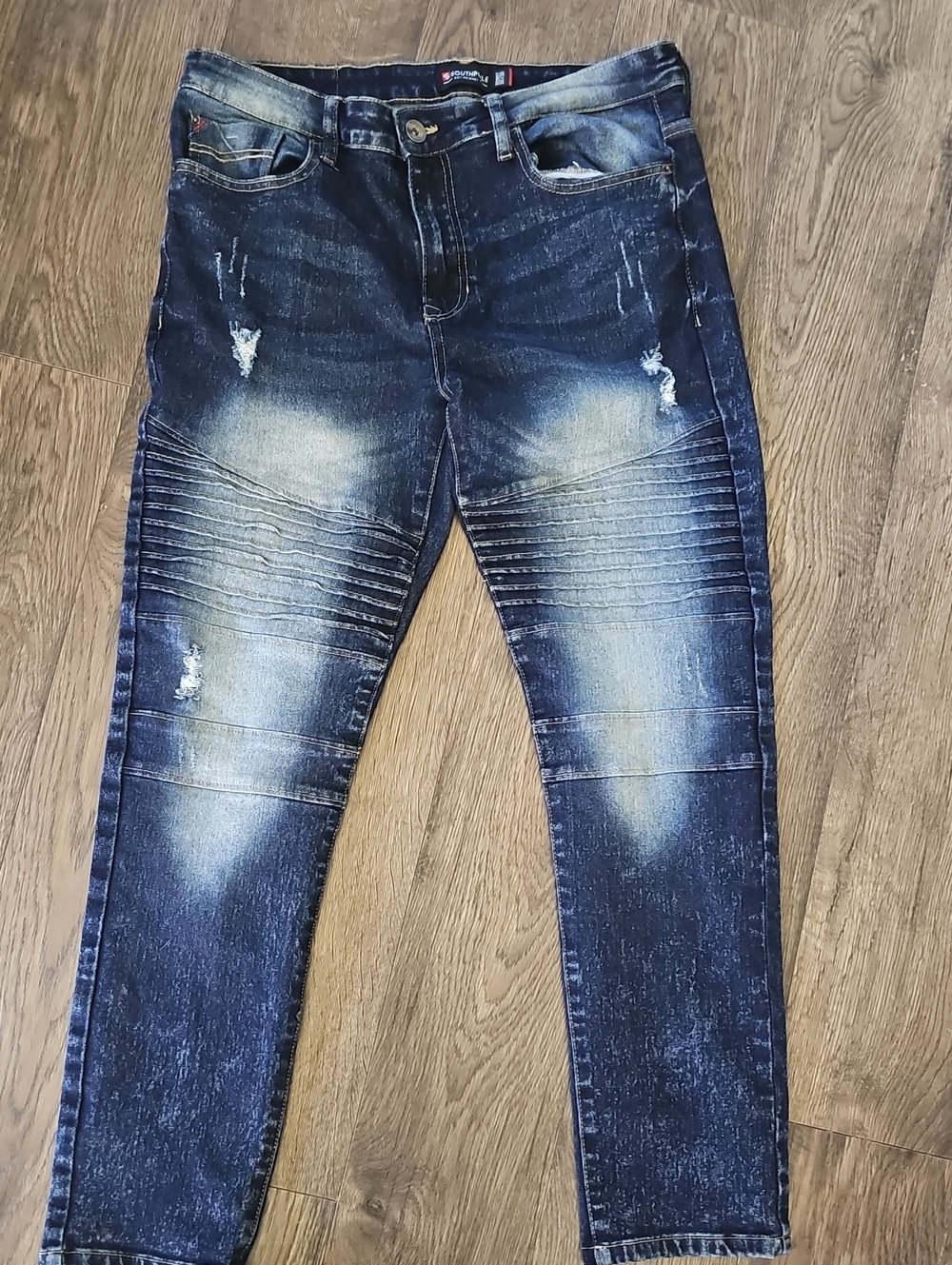 Southpole Acid Wash Moto Skinny Jeans Blue 34 X 30 Men Distressed